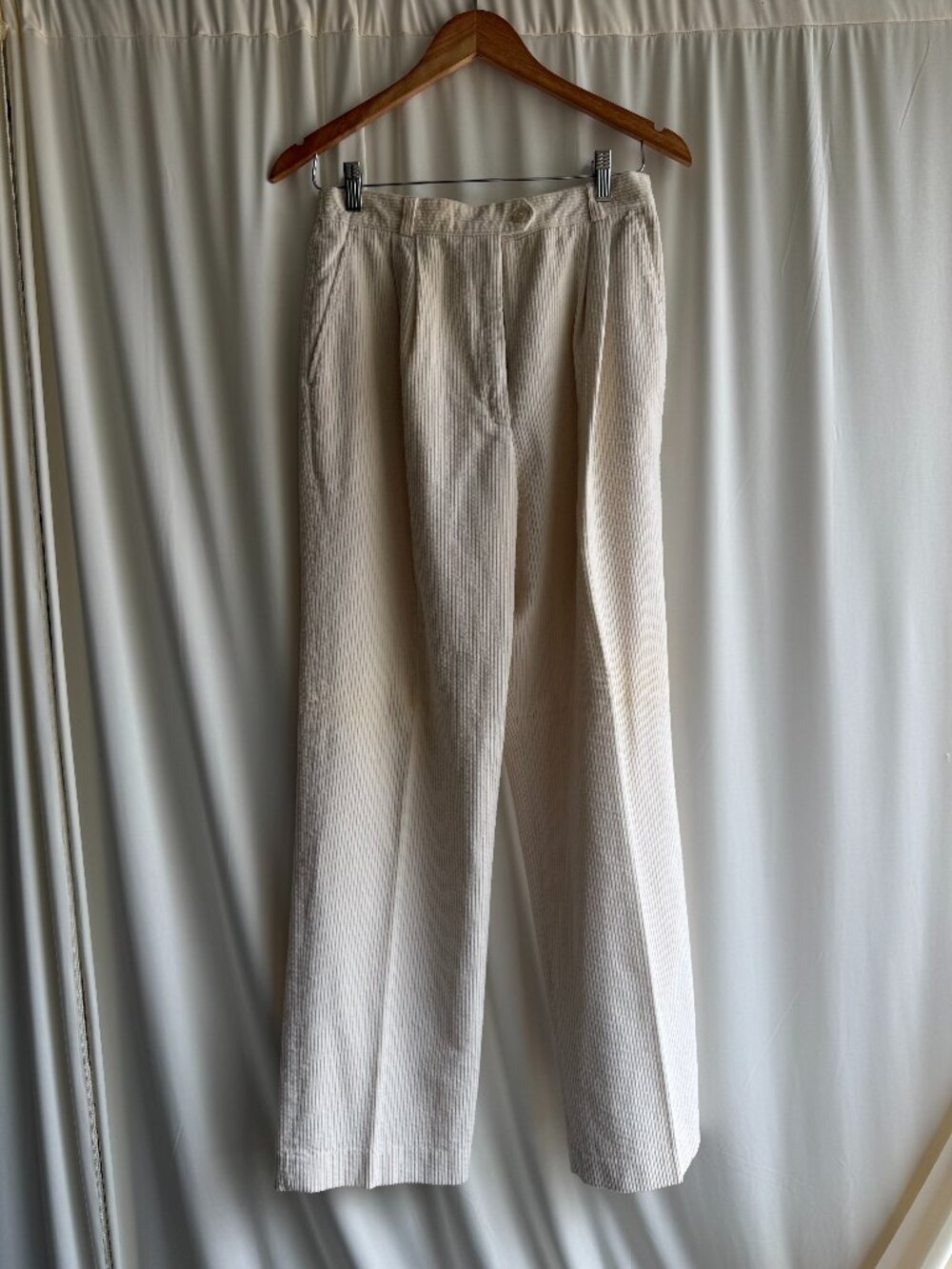 Vintage Russ Cream Corduroy High Rise Trousers Pants Size 12